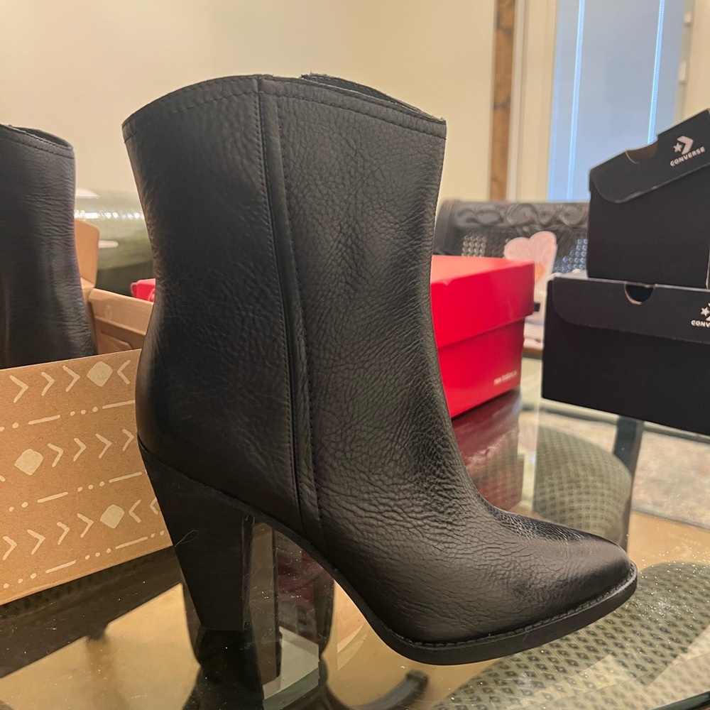 Black Leather Ankle Boots